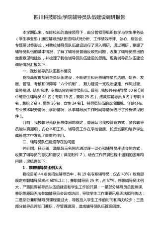 辅导员队伍建设调研报告(2013.06.21)