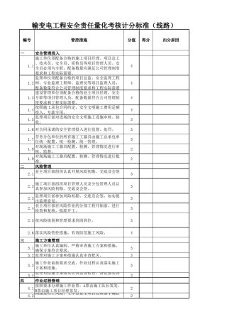 输变电工程安全责任量化考核计分标准表格(线路工程)