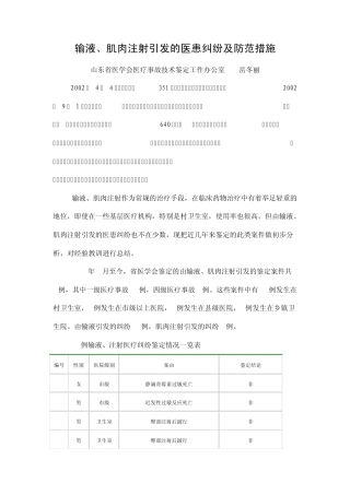 输液、肌肉注射引发的医患纠纷及防范措施