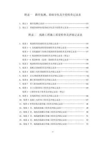 输电线路工程施工质量检查及评级表