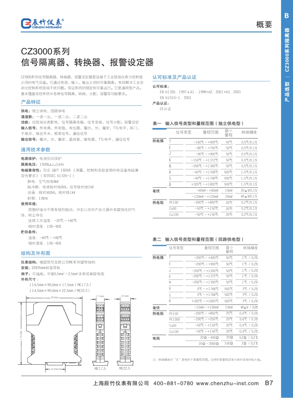 辰竹CZ3000系列信号隔离器_第1页