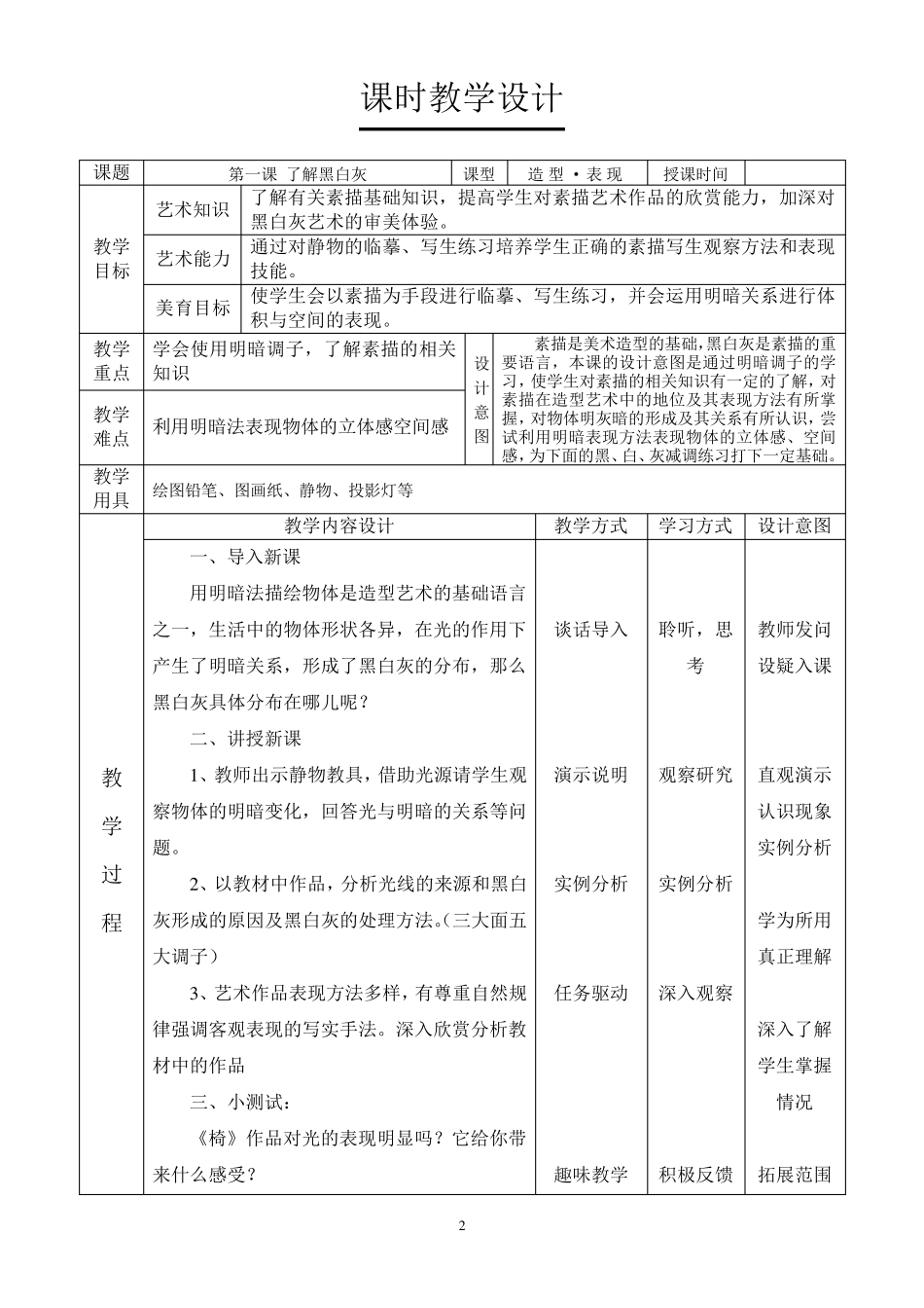 辽海出版社九年义务教育美术教材七年级下教学设计_第3页