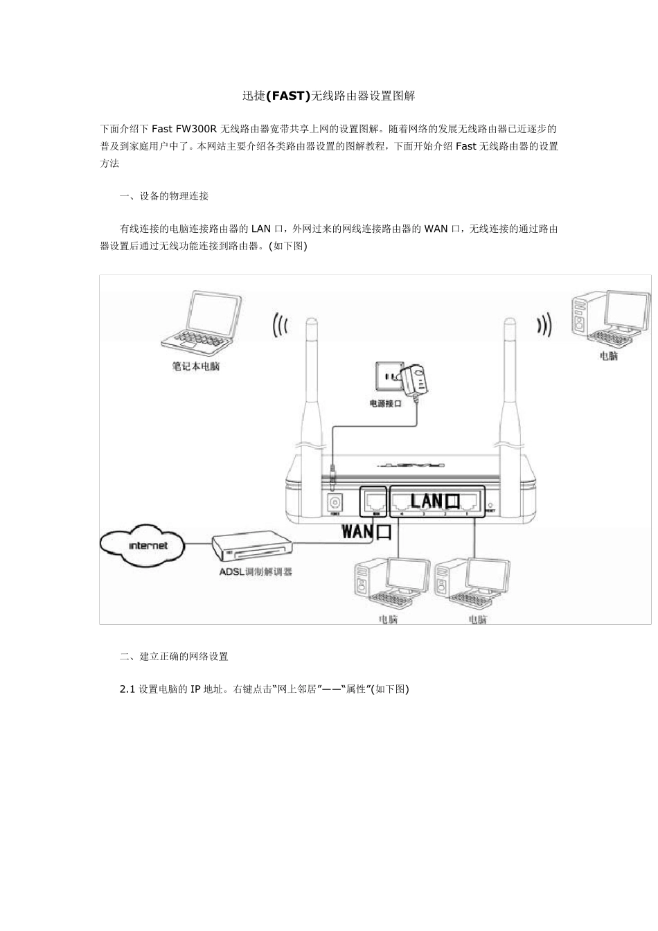 迅捷(FAST)无线路由器设置图解_第1页