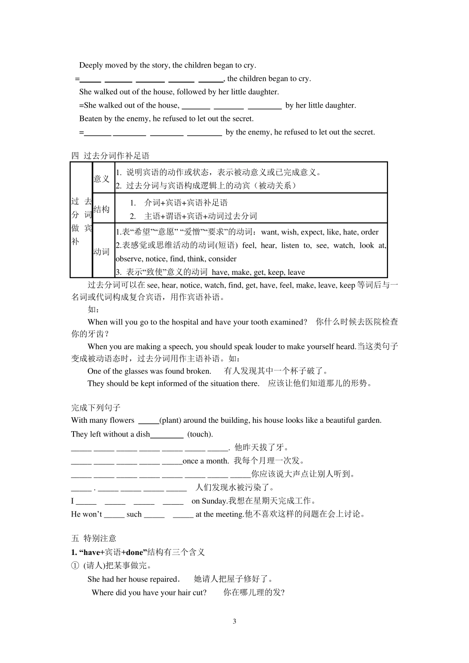 过去分词专题训练含答案_第3页