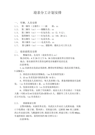 迎亲流程安排