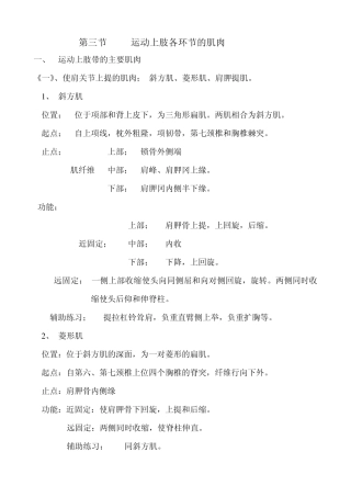 运动上肢各环节的肌肉