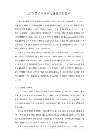 运用蒙特卡罗模拟进行风险分析
