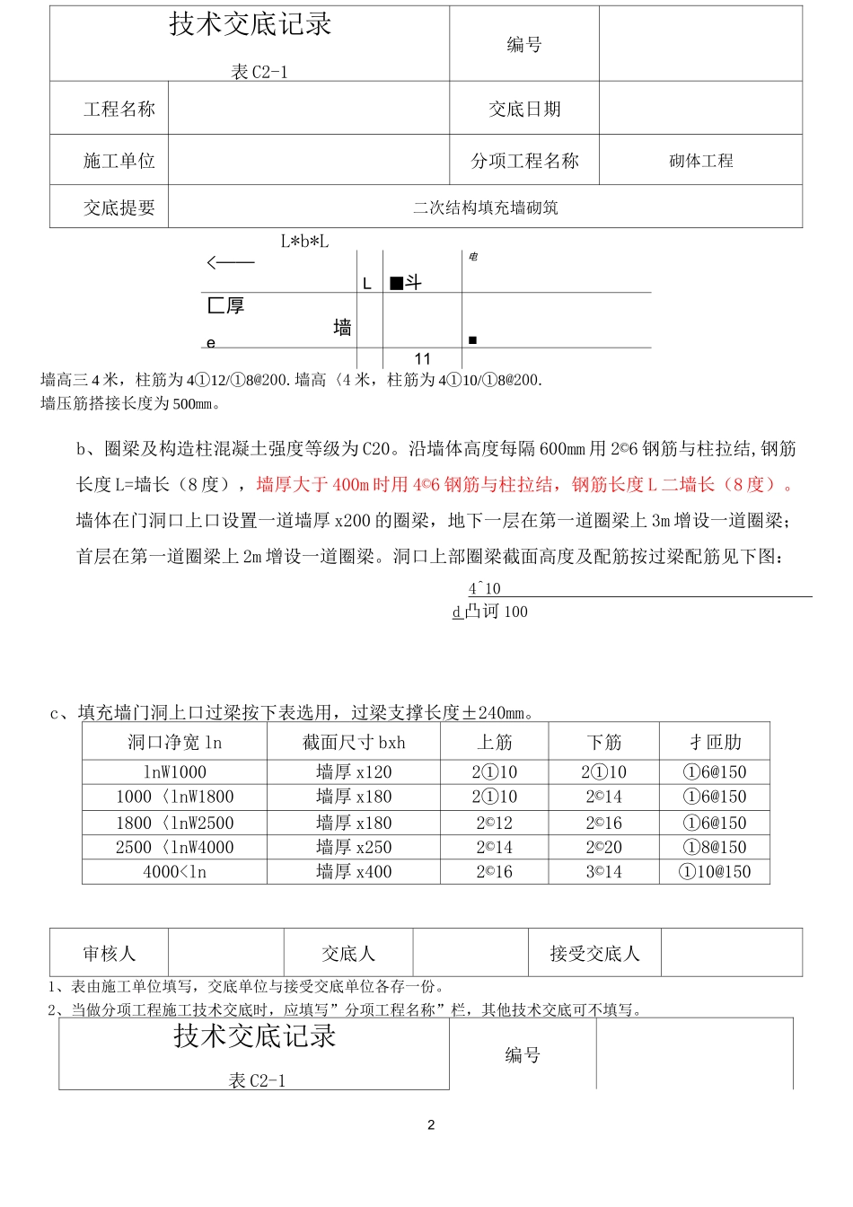 二次结构填充墙砌筑技术交底_第2页