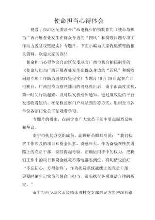 使命担当心得体会