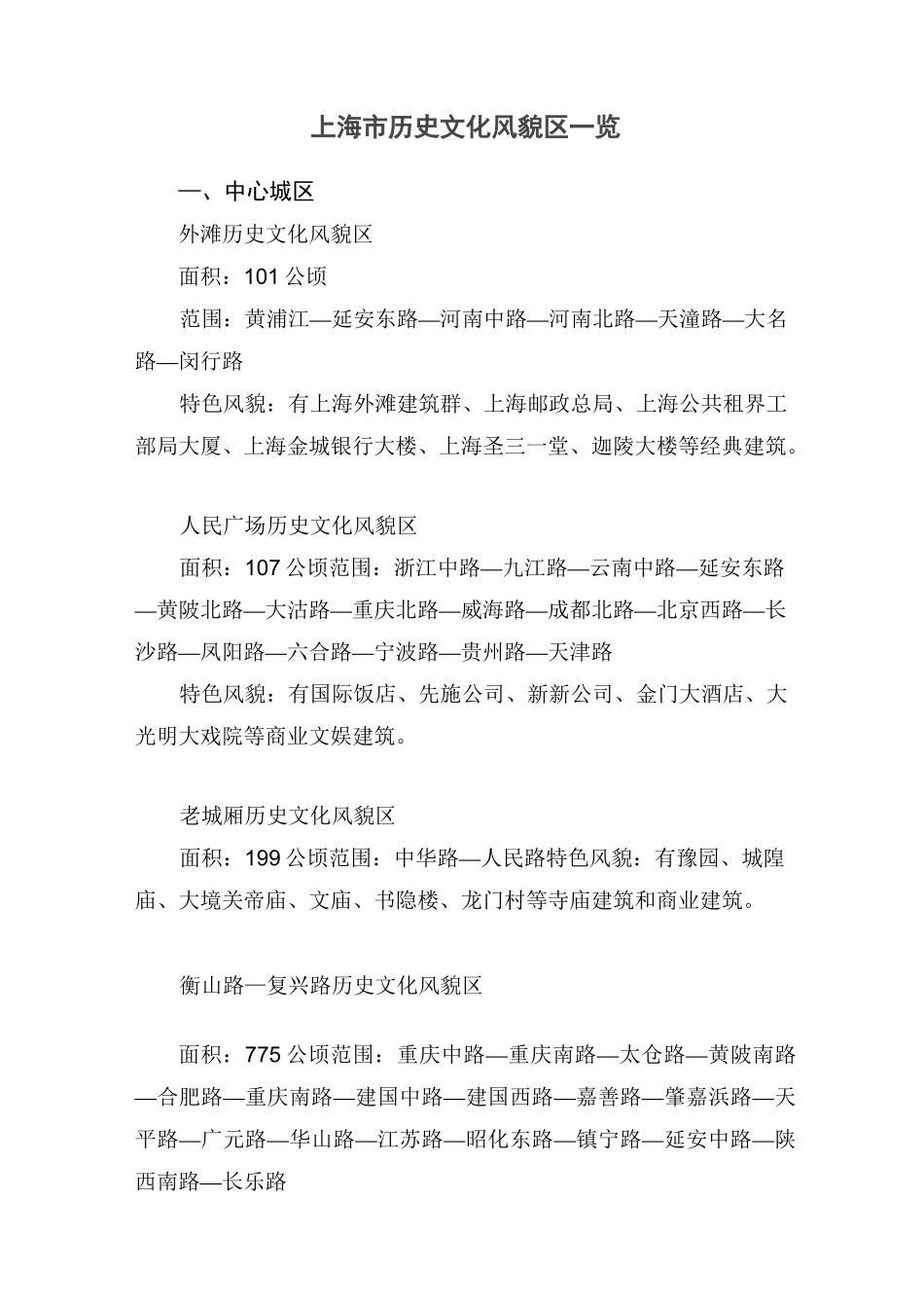 上海市历史文化风貌区一览_第1页