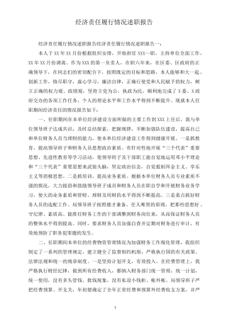 经济责任履行情况述职报告