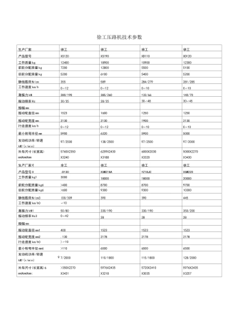 压路机技术参数