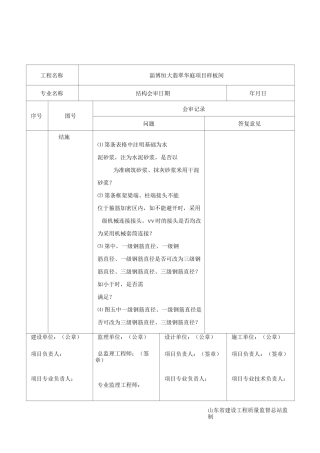 鲁JJ—015 图纸会审记录