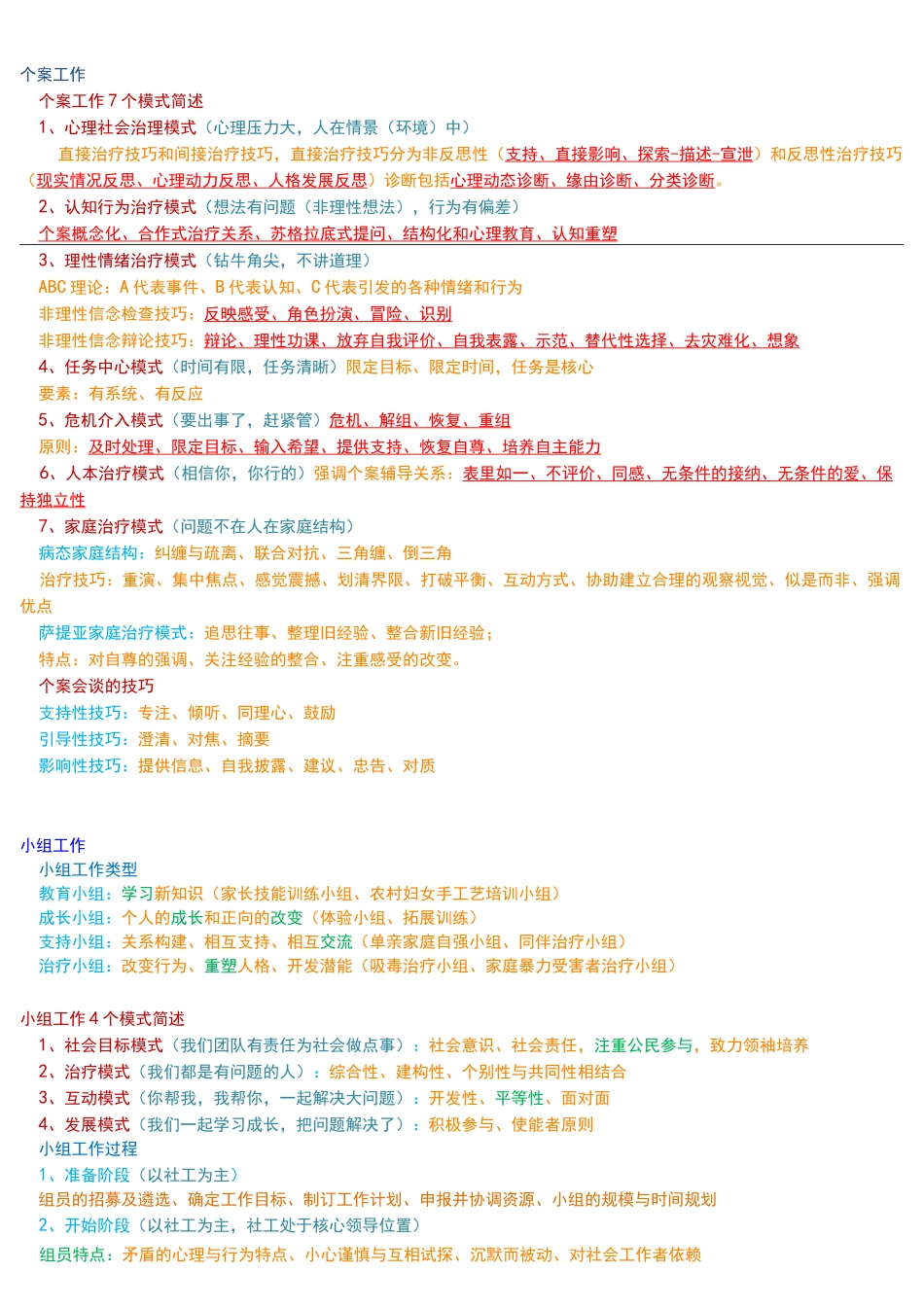 中级社会工作综合能力理论和模式汇总_第1页