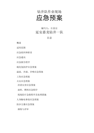 钻井一队应急预案