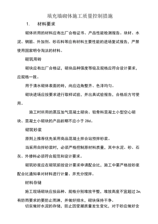 填充墙砌体施工质量控制措施