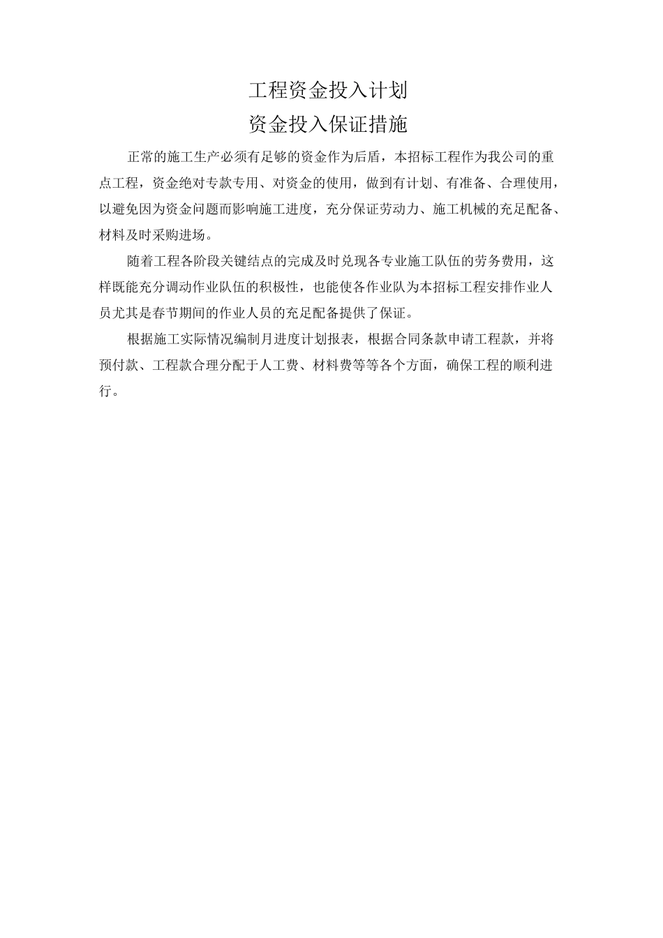 工程资金投入计划_第1页