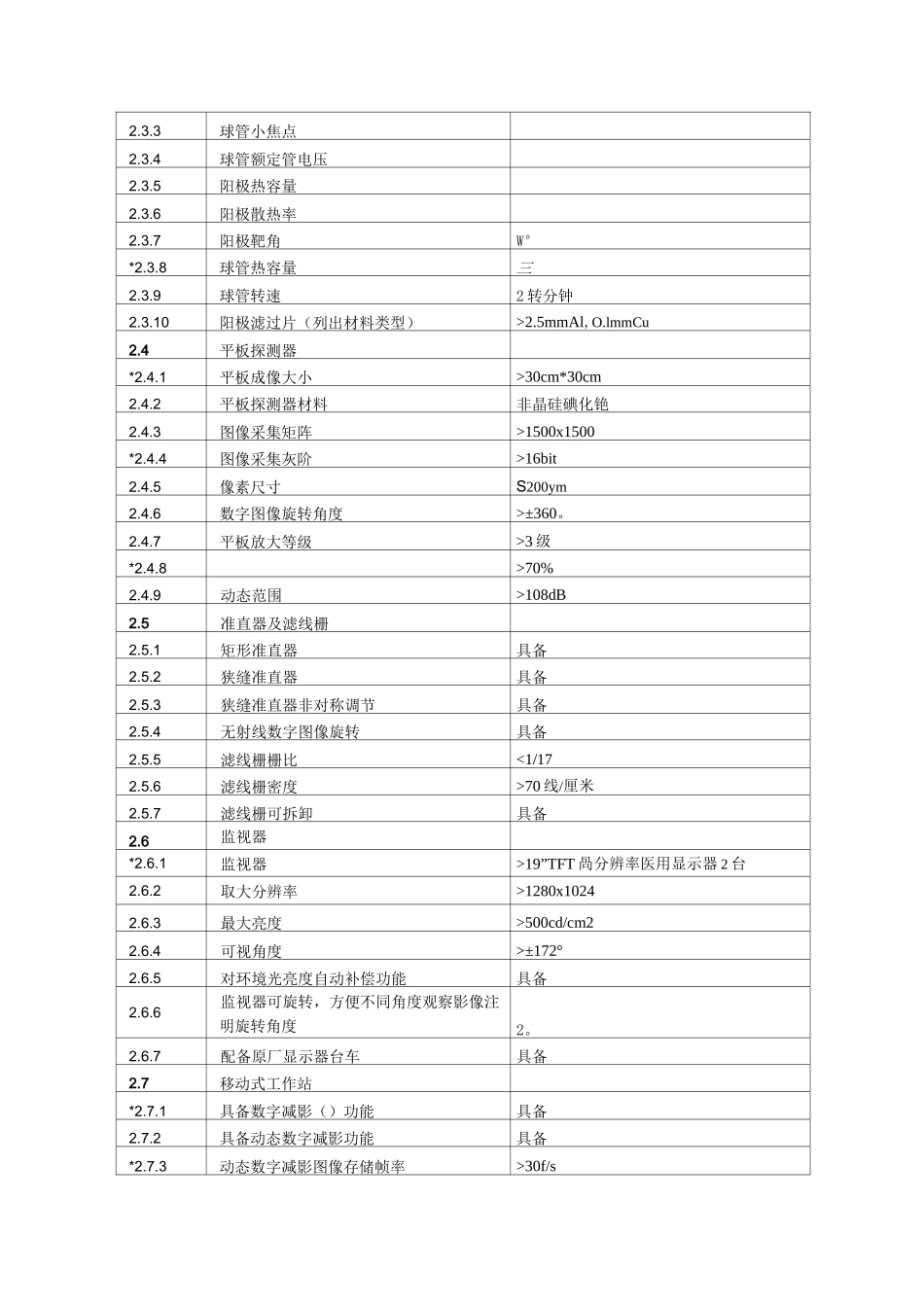 移动式大平板C形臂X射线机技术参数_第2页