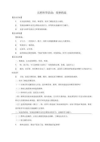 大班科学活动《奇妙的盐》