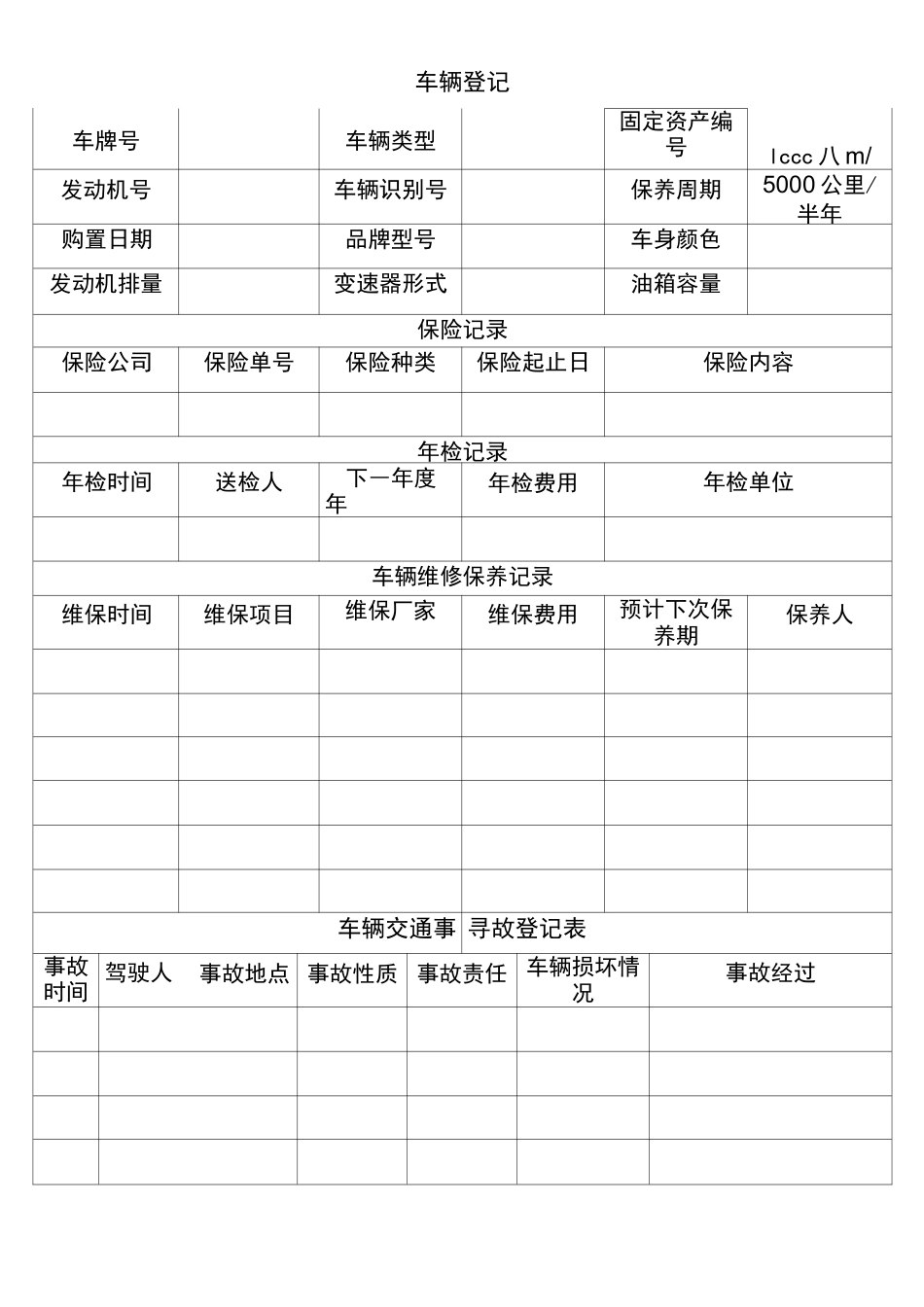 车辆管理台账 _第2页