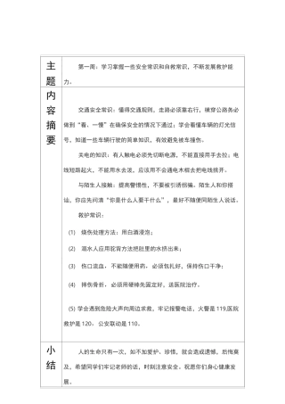 小学班级安全教育记录