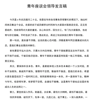 青年座谈会领导发言稿