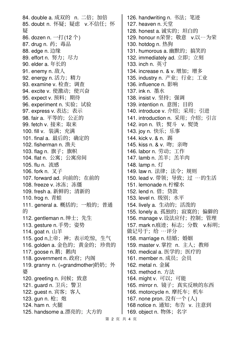 暑假初高中英语衔接必备重点单词_第2页