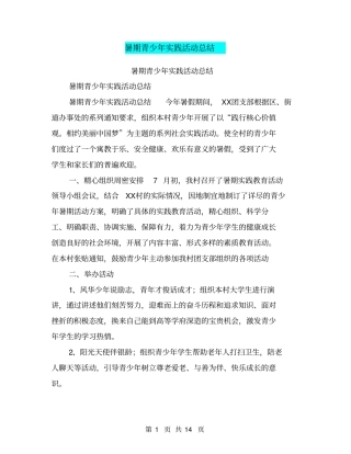 暑期青少年实践活动总结【可编辑版】