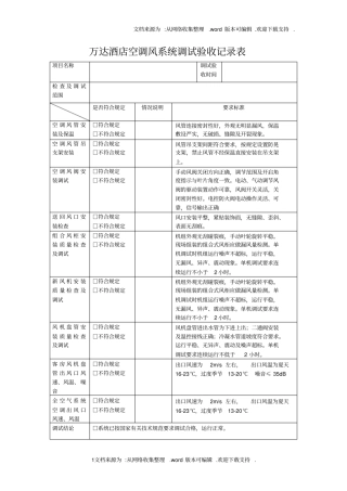 暖通空调工程调试验收记录表