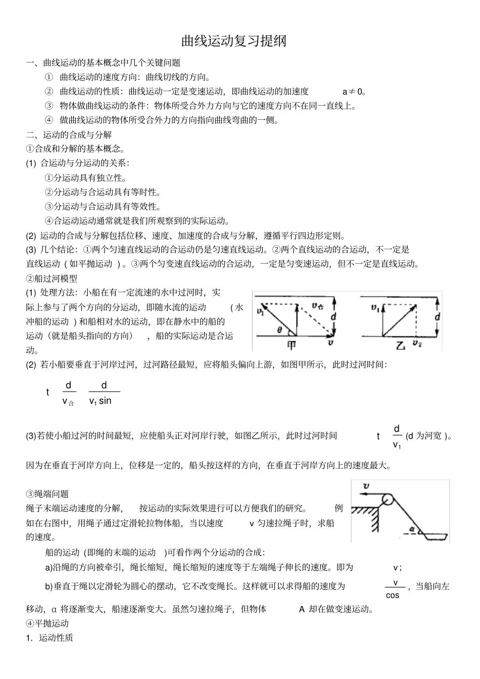 曲线运动知识点与例题_第1页