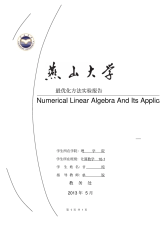 最优化方法试验报告