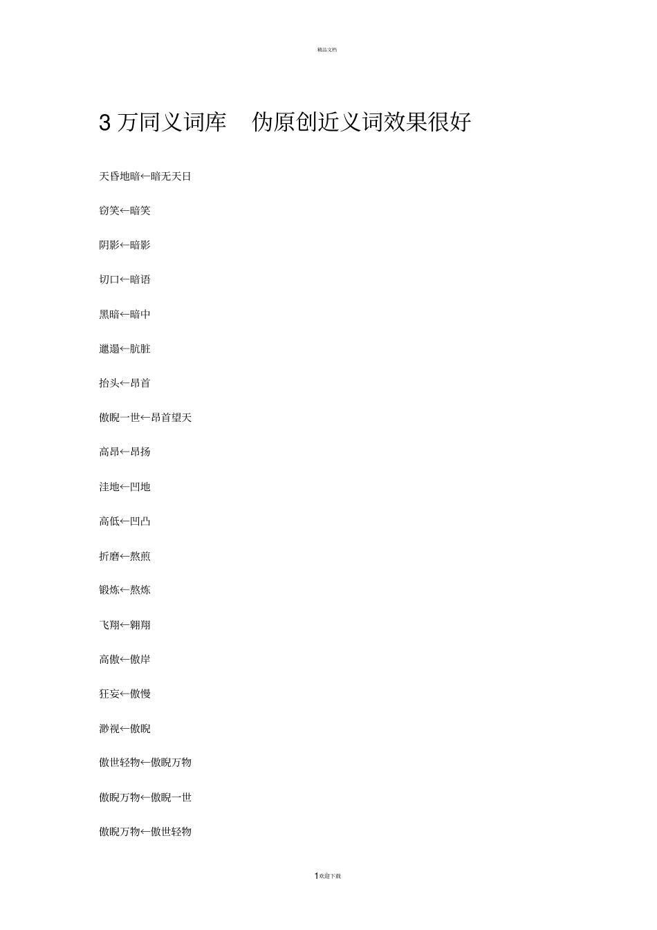 最全6w伪原创近义词库、同义词库含英文_第1页