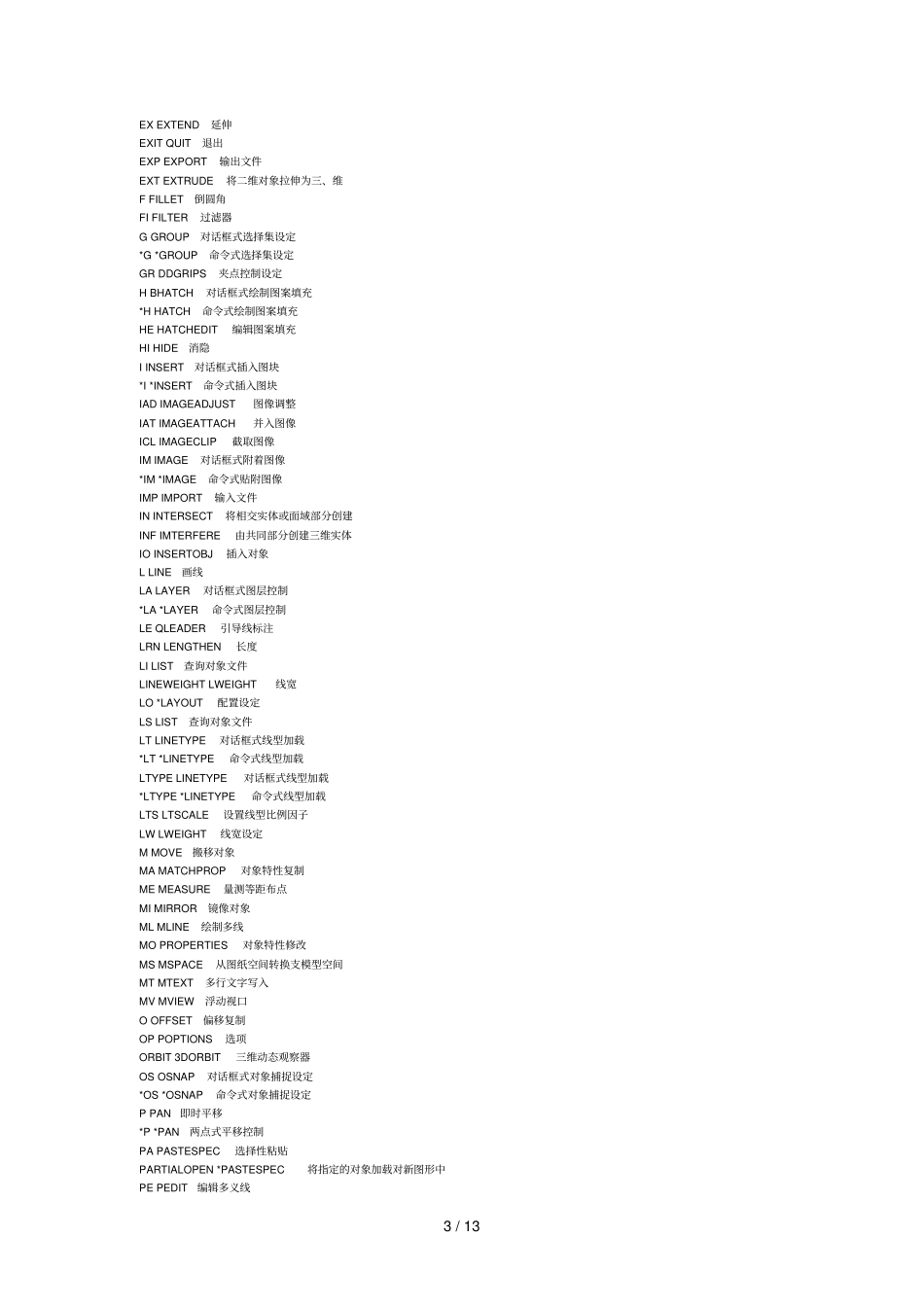 最全CAD快捷键汇总_第3页