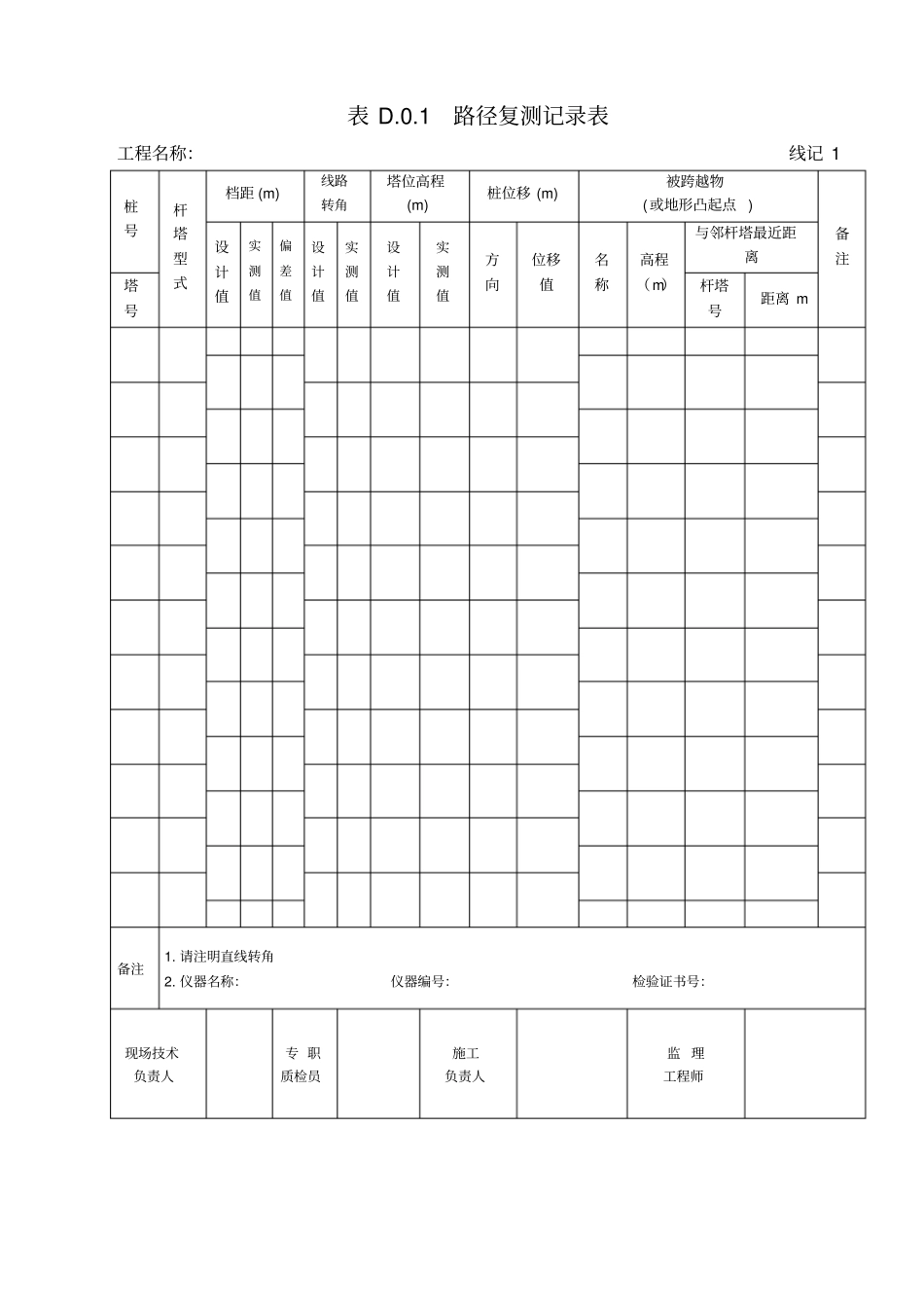 最全GB5017201电气装置安装工程-66kV及以下架空电力线路施工及验收规范-D类表格最全_第1页