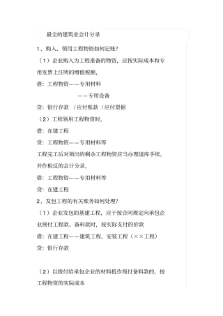 最全建筑企业会计分录