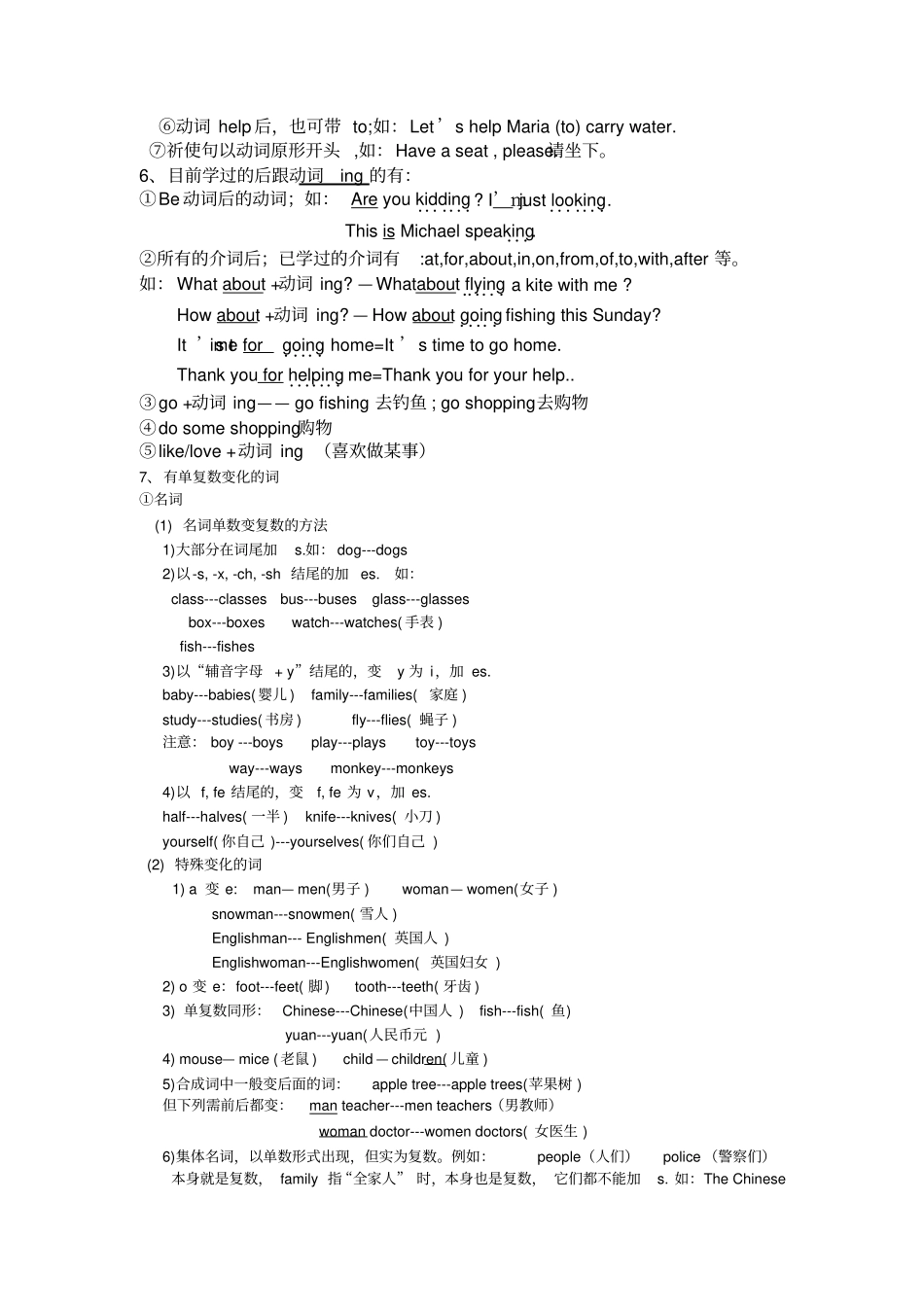 最全的人教版七年级英语语法总结_第2页