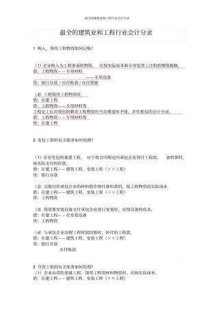 最全的建筑业和工程行业会计分录