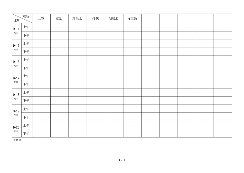 最实用考勤签到表上下班签到表_第3页