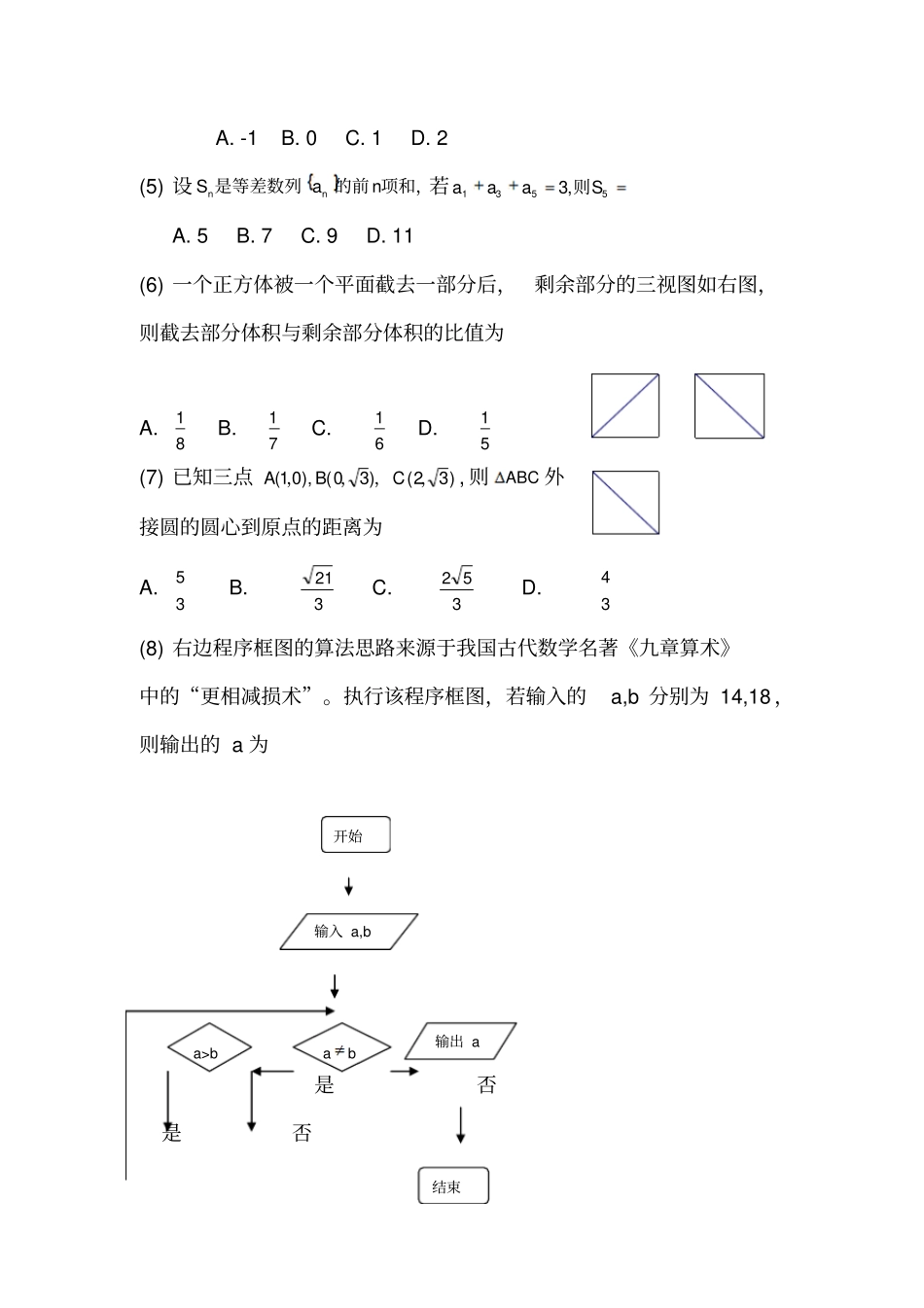 最新2015年高考文科数学试题及答案新课标全国卷2_第2页