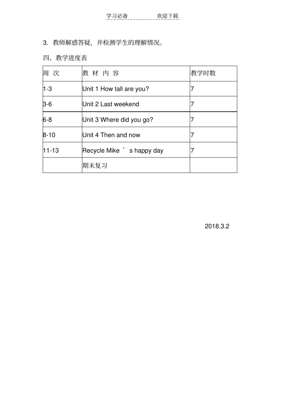 最新pep六年级英语下册教学计划_第3页