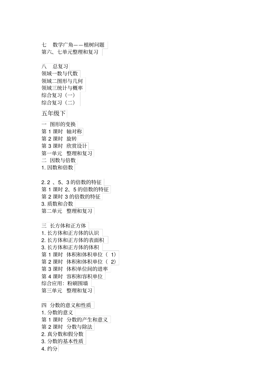 最新人教版小学五年级数学最新版目录_第2页