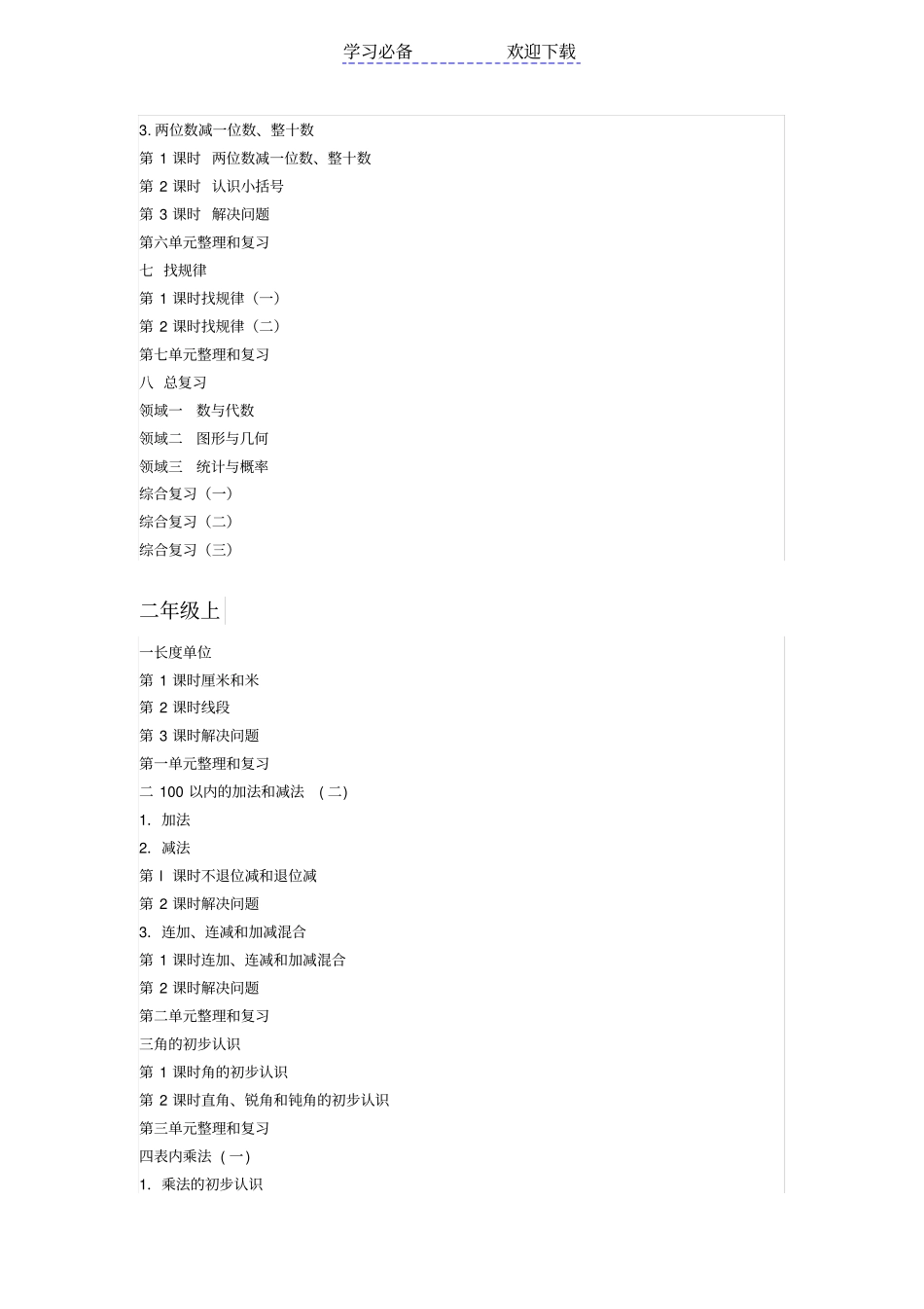 最新人教版小学数学最新版目录全_第3页