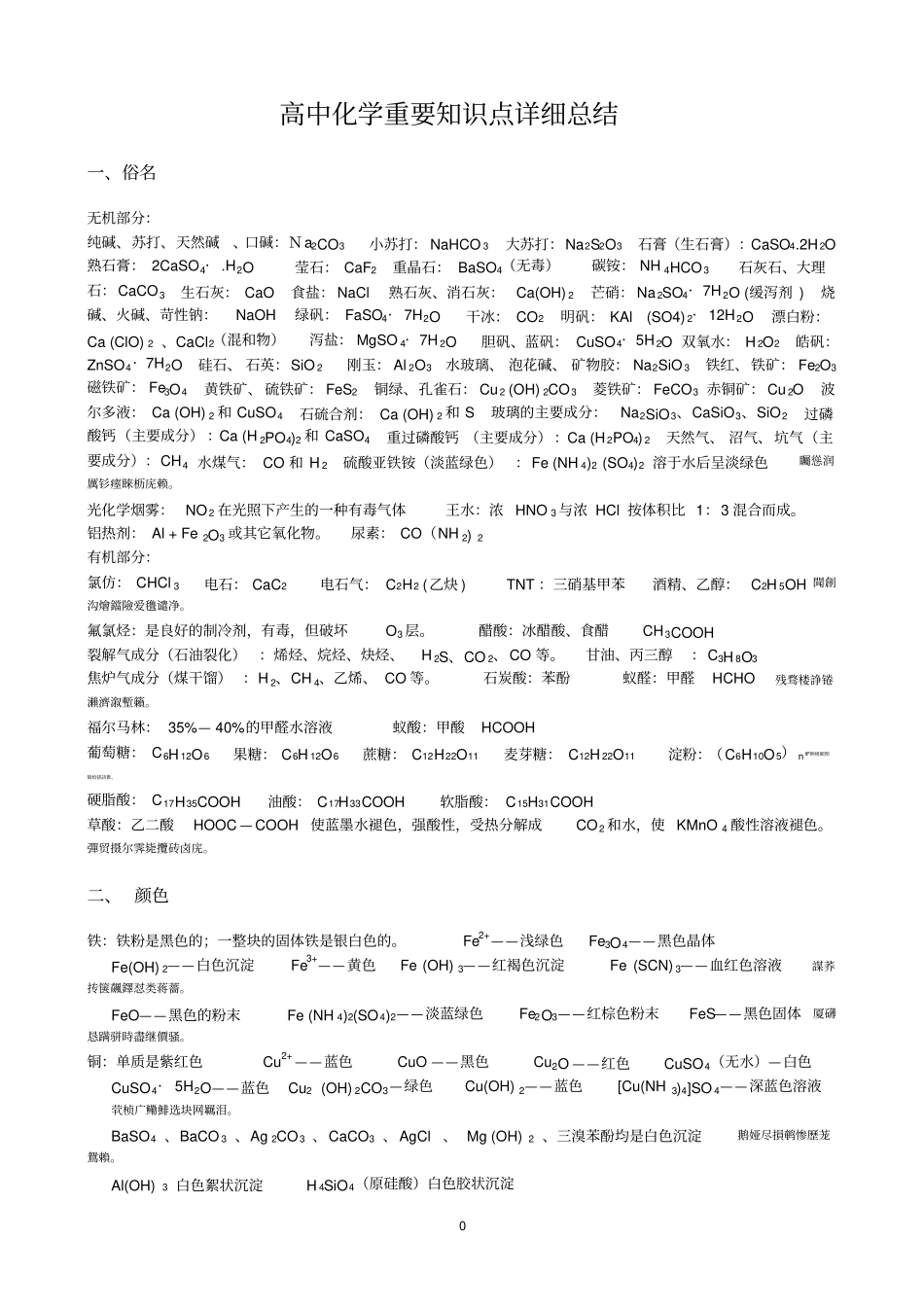 最新全国高中化学重要知识点详细总结弄懂这些保证你化学80分以上_第1页
