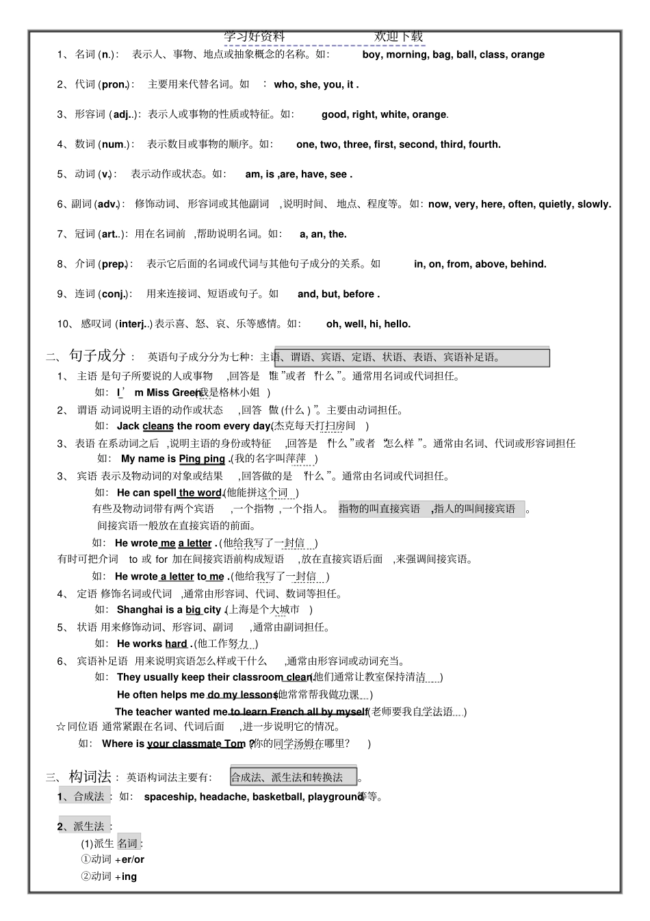 最新初中英语语法讲义精编版_第2页