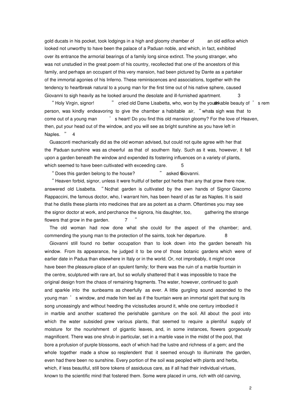 最新北大医学部复习资料精品原文拉帕希尼的女儿Rappaccinx27daughter--originalversioni_第2页