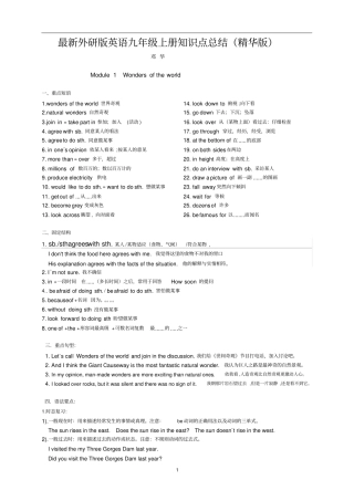 最新外研版英语九年级上册知识点总结精华版