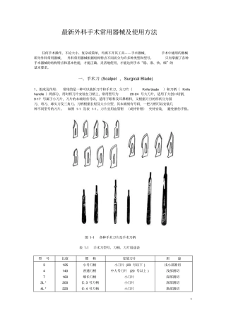 最新外科手术常用器械与使用方法