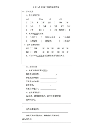 最新小升初语文测试卷及答案