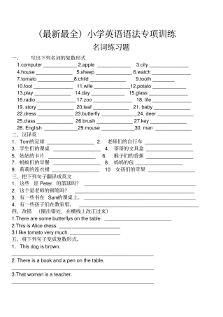 最新小学英语语法练习