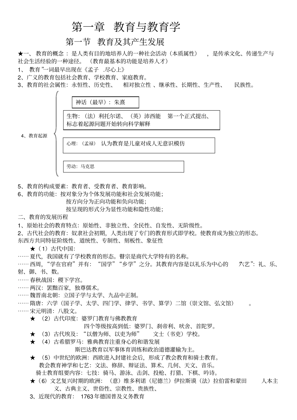 最新教师招聘笔试教育学各章知识点整理总结,推荐文档_第1页